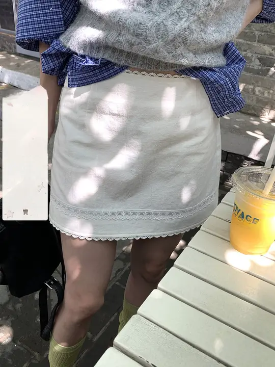 ミニスカート レディース レース ハイウエスト Aライン パッチワーク 脚長効果 ガーリー