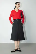 春向け 通勤 職業 半身スカート Aラインスカート 前スリット ハイウエスト ミディアムスカート 気質 スカート