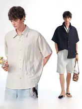 リネン素材の半袖シャツ【夏用・通気性・メンズ・薄手】