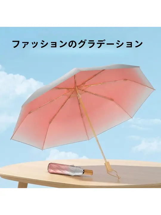 三折式グラデーションカラー UVカット折りたたみ傘【撥水加工・日焼け防止・晴雨兼用】