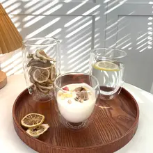 耐熱二重ガラス製 ドリンクカップ【朝食用・インスタ風・牛乳用】