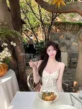白水女 デザインリブVネックキャミソールワンピース【春夏向け・スタイル】