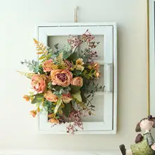 造花 ウォールデコ 北欧風 ローズ 上品 壁掛け リビング 寝室 書斎