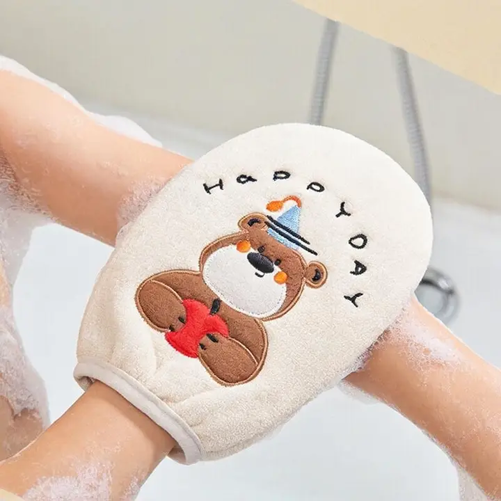 MINISO 子供用ボディースクラブグローブ【両面使用可・細かい砂状の強力スクラブ】