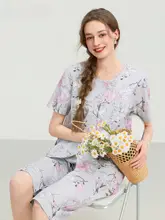 春夏用短袖コットンパジャマ【全棉・オートクチュールプリント・ウェア・外出可能】
