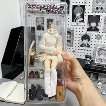 BJD ドールケース 透明 防塵 仕切り付き フィギュア収納 グッズ収納 推し活 コンパクト 観賞用