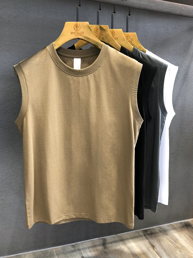 無地ノースリーブTシャツ：男性用の快適性と通気性を実証する肌触りの長绒棉製品