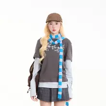長袖Tシャツ レディース 星柄 パッチワーク フェイクレイヤード ルーズ アメカジ ヴィンテージ 秋 「NERESUM」