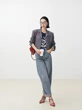 旬のデザイン！混色リネン肩パッド付きショートジャケットとワイドベルトのスカートパンツ（セットアップ対応）