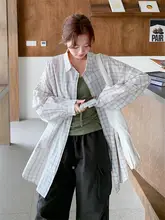 オーバーサイズチェックシャツ【春夏用・女性用・トレンディデザイン】