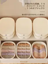 インナーウェア収納ボックス【靴下・パンティ・ブラ用の3イン1仕切り整理箱】