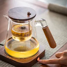 高級ガラス製茶器セット【ワンプッシュ抽出・茶水分離式・家庭用・オフィス用】