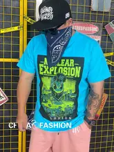 夏用 メンズ 半袖Tシャツ【コットン100%・フィット・淡いブルー】