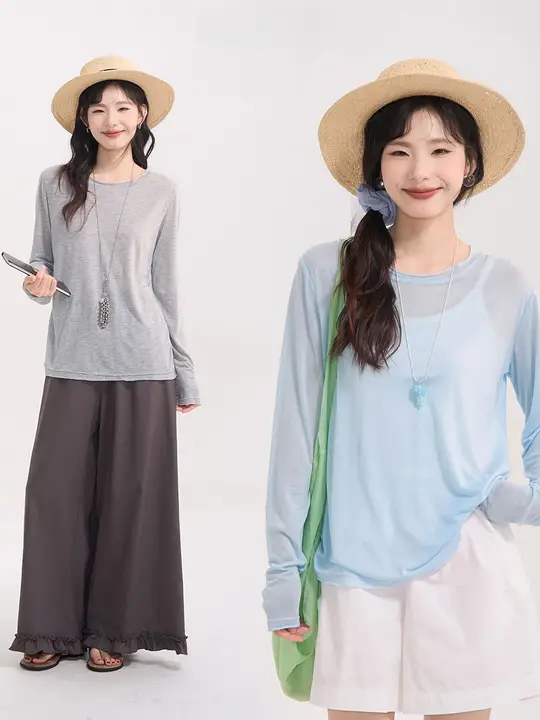 星空デザインの天絲製UVカット長袖Tシャツ【薄手・夏用】