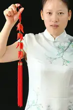 布製の小さな唐辛子の飾り串【中華風・赤・中国結び付き】