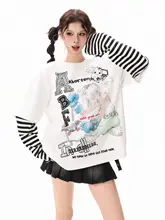 カジュアルなアニメデザインの重ね着風トップス【春向け・ゆったりフィット】（セットアップ対応）