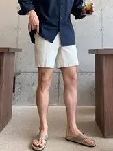 快適な夏用メンズパンツ【ゆったりしたストレートシルエット・ウエストゴム・ハーフ丈】