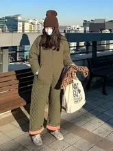 可愛いバイカラーデザインの長袖オールインワン【秋冬用・波模様・綿素材】
