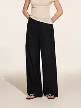 高腰ワイドパンツ【落ち感のあるグレー・フィット・ストレート】（セットアップ対応）