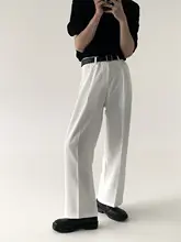 白色ストレートパンツ メンズ【高級感・ドレープ・ウエストハイ・カジュアル・ゆったり】