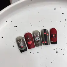 立体的なバタフライと小さなウサギのネイルステッカー【かわいいカートゥーンスタイル・デコレーション用  】
