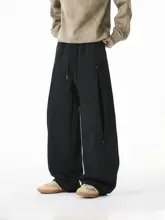 スウェットパンツ メンズ アメリカン風 ルーズ ストレート ブラック 秋 「DPX」