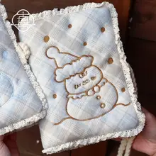 泡芙雪人デザインのレトロ手帳【手作り布カバー・日記用・A5サイズ】