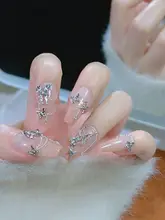 レトロシルバー合金リボン型ネイルデコレーション【ジルコニア付き・小物アソート】