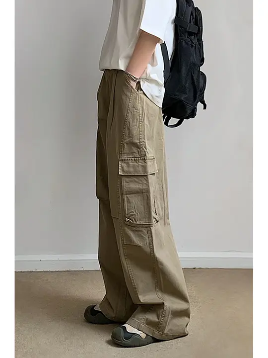 ワークパンツ ユニセックス カーキ ウォッシュド加工 ワイドシルエット 落ち感 ルーズ 夏「Carhartt」