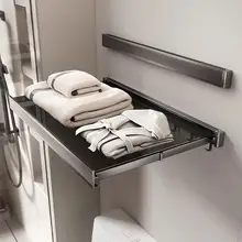 浴室用伸縮型収納ラック【タオル・衣類用・高級感あるデザイン】