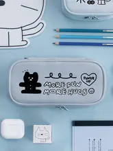 かわいいイラスト刺繍入り猫デザインの大容量ペンケース【学生用・文房具収納】