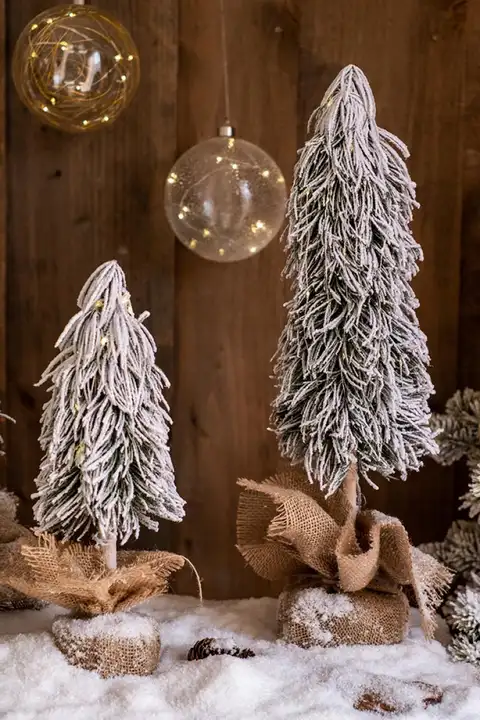 LED付き小型スノークリスマスツリー【卓上飾り・光る雪・クリスマス装飾】