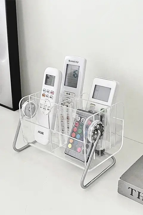 リモコン収納ボックス【クリエイティブ・高級感あるデザイン・デスクトップ用・仕切り付き】