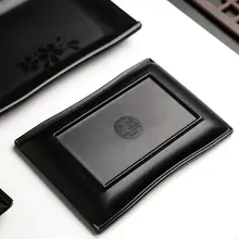 黒色マット調の長方形プレート【業務用・創造的デザート・アイスクリーム皿】