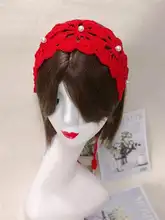 ヘアバンド 手編み かぎ針編み ヴィンテージ 花ビーズ ヘアアクセサリー インスタ映え お出かけ