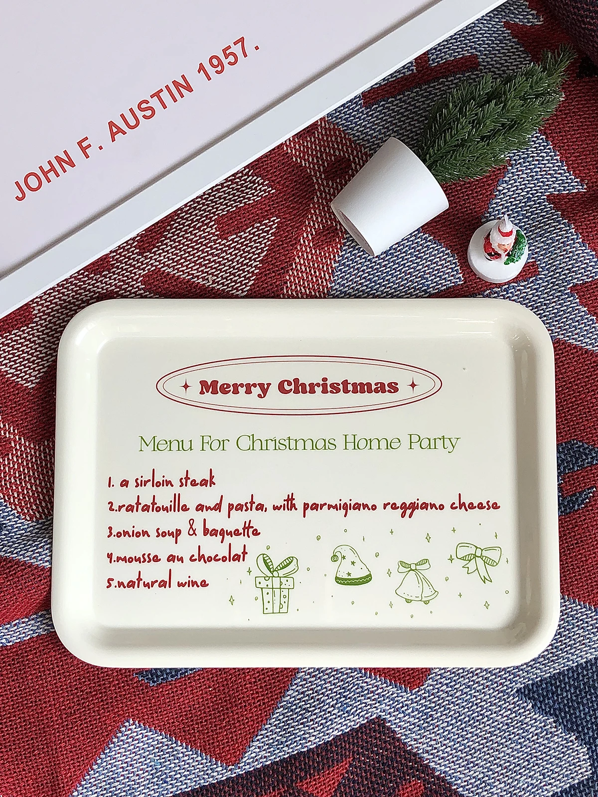 クリスマス装飾トレー：韓式風長方形デザインで収納を効率化