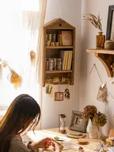 古い木製キャビネット リビング こども部屋 収納 吊り戸棚 装飾棚 格子型