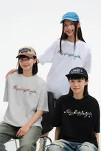 刺繍花柄デザインの男女兼用Tシャツ【夏用・短袖・ヴィンテージスタイル】