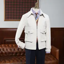 秋冬用 男性向け コーデュロイ襟付きジップジャケット【レトロスタイル・ショート丈・カジュアル】