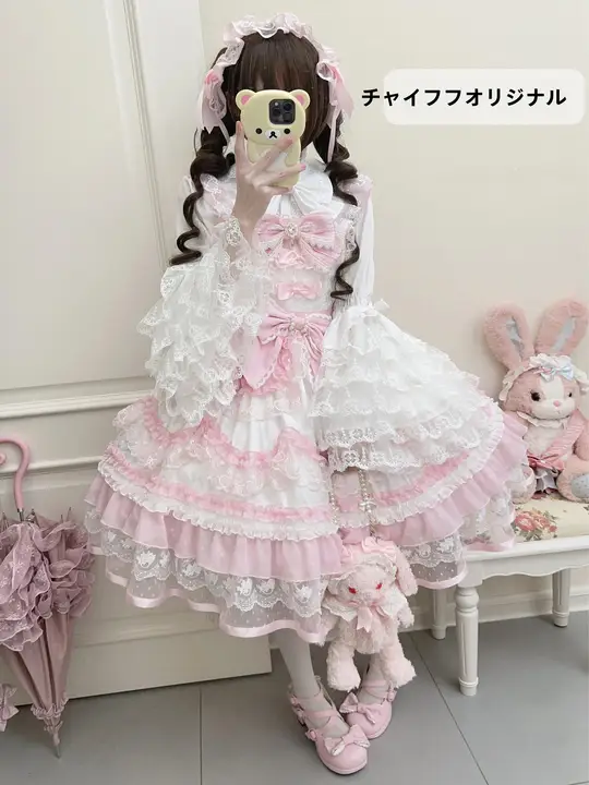 千層デザインのロリータジャンパースカート【秋冬用・シャツ付き・かわいいスタイル】