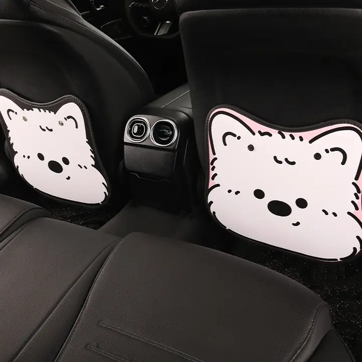 かわいいデザインの自動車用防踢マット【運転席背面用・簡単清掃・耐摩耗】