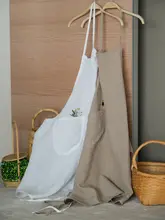 自然素材の100%リネン刺繍エプロン【居家文芸風】