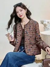 粗花ねデザインの高級感ある丸首ジャケット【春秋用・女性用】（セットアップ対応）