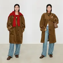 高品質コーデュロイトレンチコート【ユニセックス・レトロデザイン・多様な着こなし】