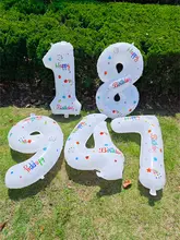 ホワイト32インチ数字バルーン【子供の誕生日・パーティーデコレーション・アウトドア用】