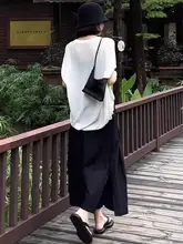 圧縮プリーツウエストゴムワイドパンツスカート【夏用・大きいサイズ・ハイウエスト・スリット・ゆったりシルエット・あんどお洒落】（セットアップ対応）