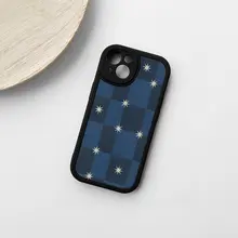 デニム星柄スマホケース【iPhone対応・独特なデザイン・ソフト素材】