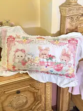 花柄ロリータデザインのミルクフリース四件セット【フランネルベッドリネン・レーストリム】（セットアップ対応）