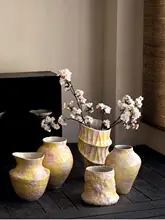 花瓶 陶器 手描き 侘び風 チャイナテイスト 桜柄 リビング 玄関 インテリア 上品