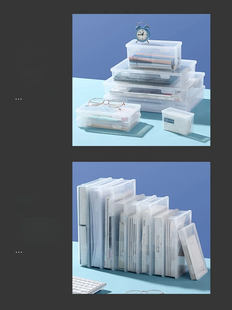 小学校書類整理用A4収納ボックス：透明カラーステッカー付き薄型プラスチック製の収納効率を実証